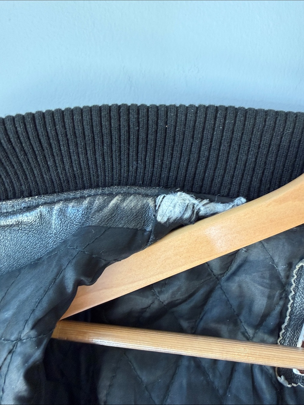NEW ORDER Leather Bomber Jacket Distressed XL - Picture 8 of 9